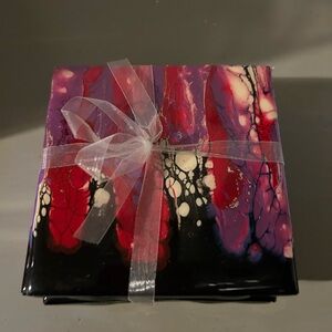 Abstract Art Coaster Set - Red, Black, and Purple